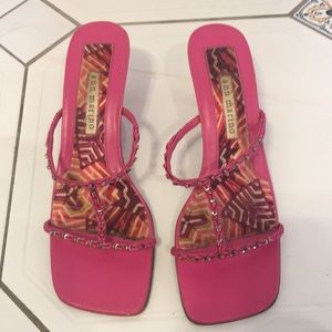 Hot pink, leather upper